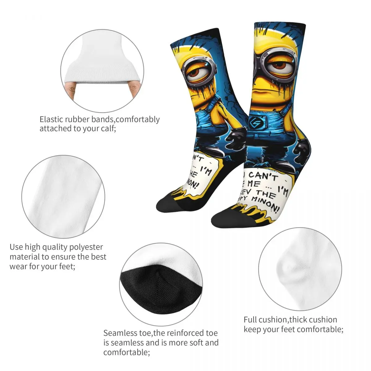 Hip Hop Retro Kev The Grumpy Minion Crazy Men\'s compression Socks Unisex Despicable Me Harajuku Pattern Printed Funny Novelty