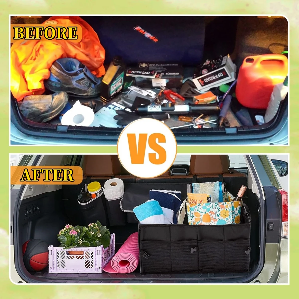 Große Kapazität Zusammenklappbare Auto-Aufbewahrungsbox Kofferraum-Transportbox Werkzeughalter Auto-Organizer Autozubehör Universal – Detail 3