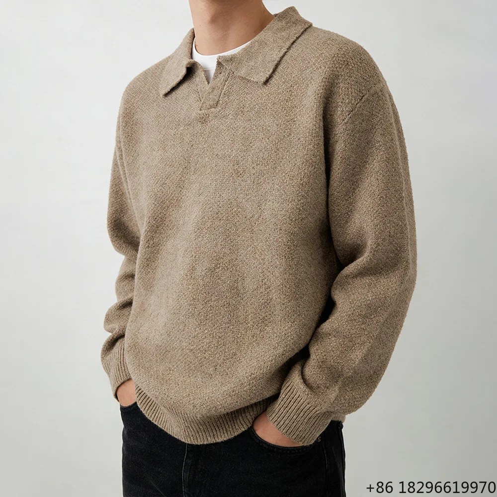 Autumn Winter Slim Fit Solid Color Full Sleeve Knitted Pullover Warm Daily Sweater