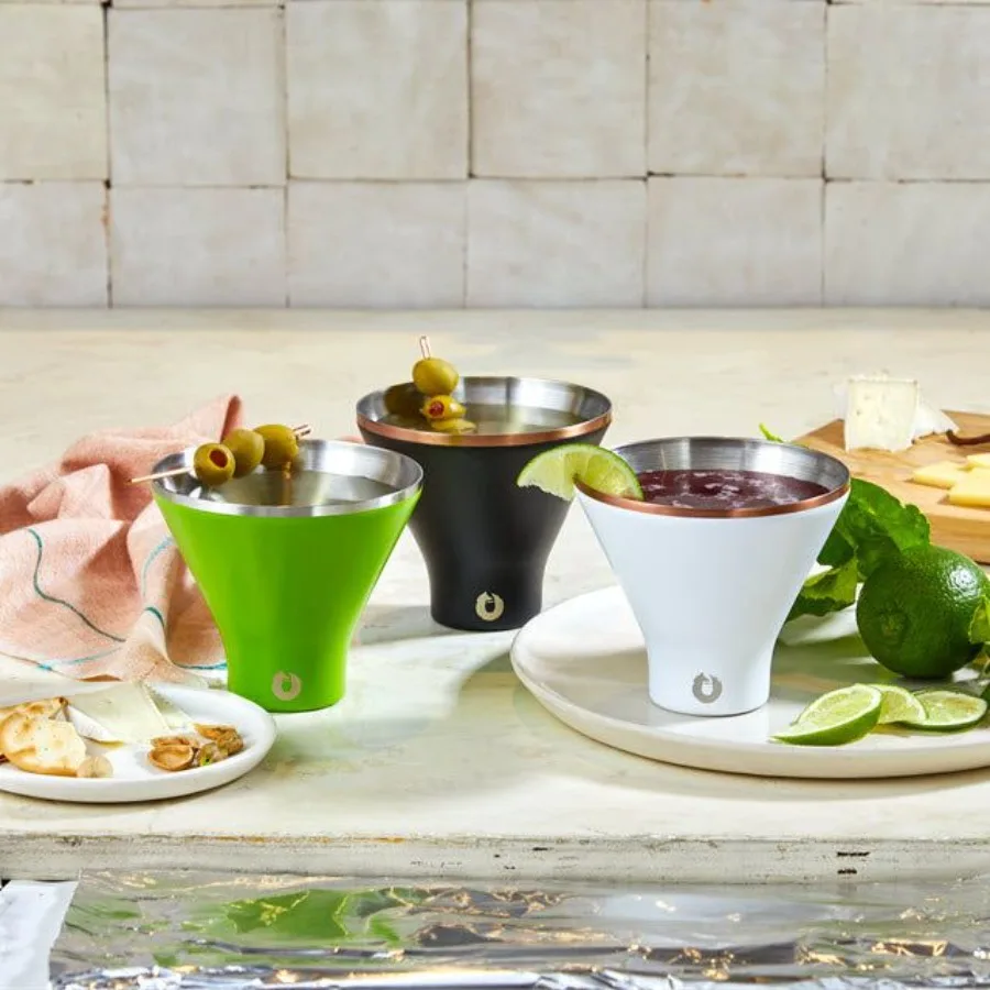 Set di 2 bicchieri Martini in acciaio inossidabile rosa morbido