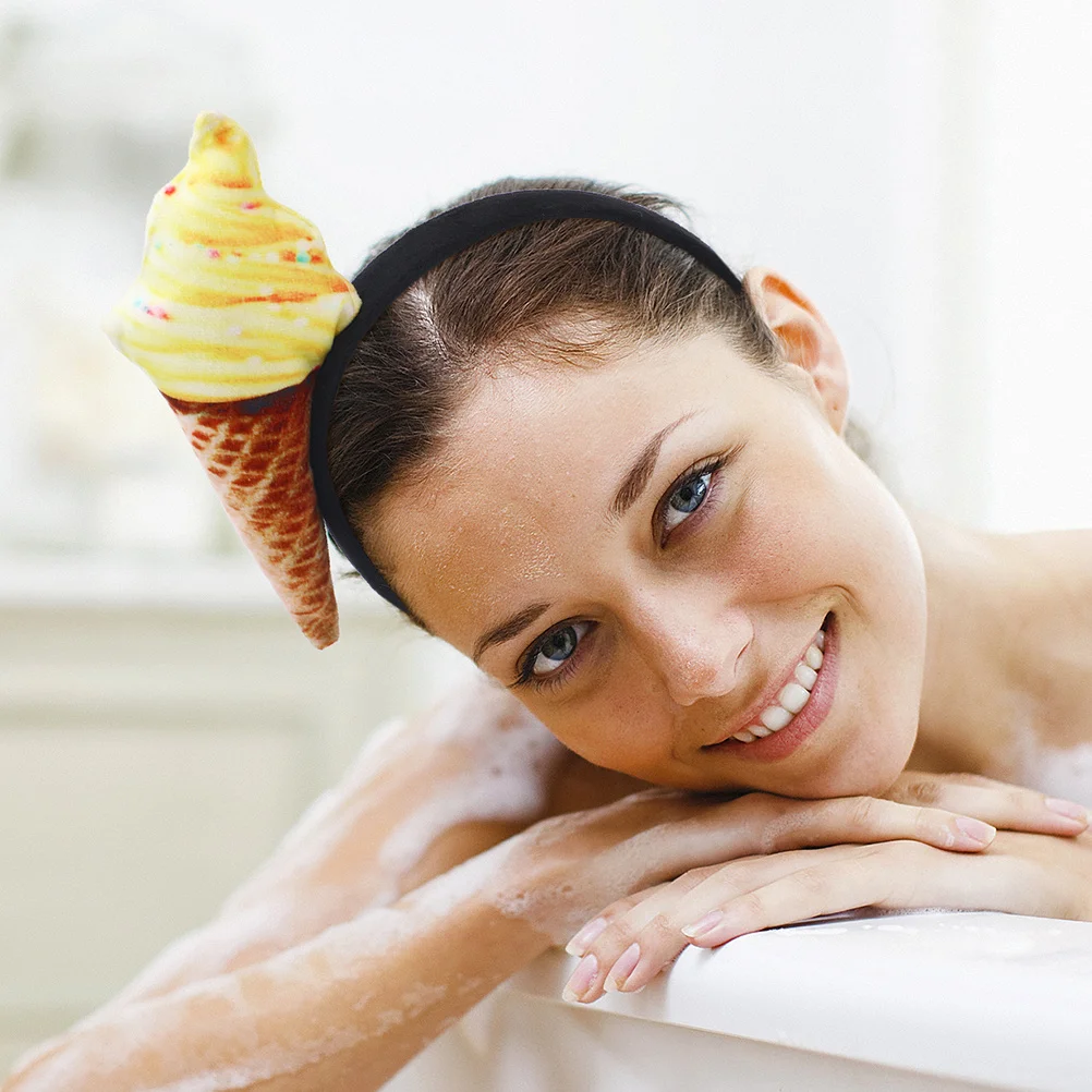 

2Pcs Ice Cream Headband Aesthetic Cloth Hair Band Soft Comfortable Secure Fit for Hair Styling Makeup Face Washing Accessories