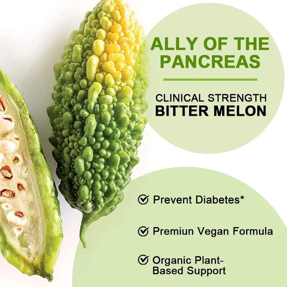 Bitter Melon Capsules Stabilizes Blood Sugar Supports Diabetes Hypertension & Cardiovascular Health Digestion Glucose Metabolism