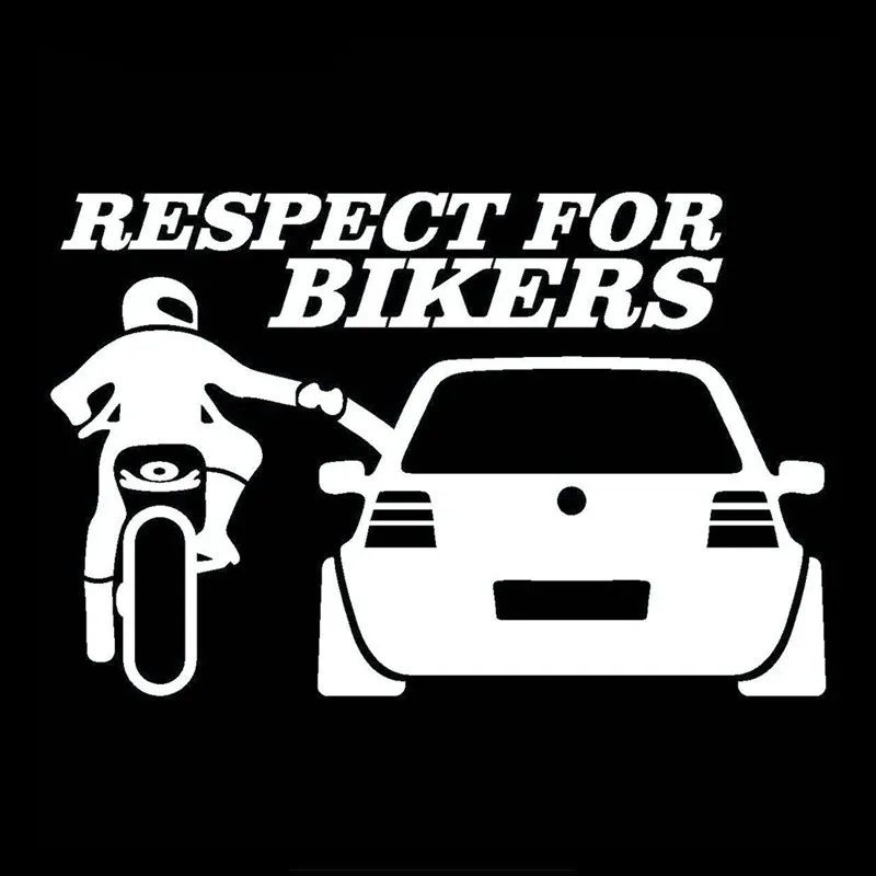 Car Sticker RESPECT FOR BIKERS Funny Auto Motorcycles Exterior Accssories Vinyl Decal for Skoda VW Audi Ford Jeep Kia,20cm*13cm