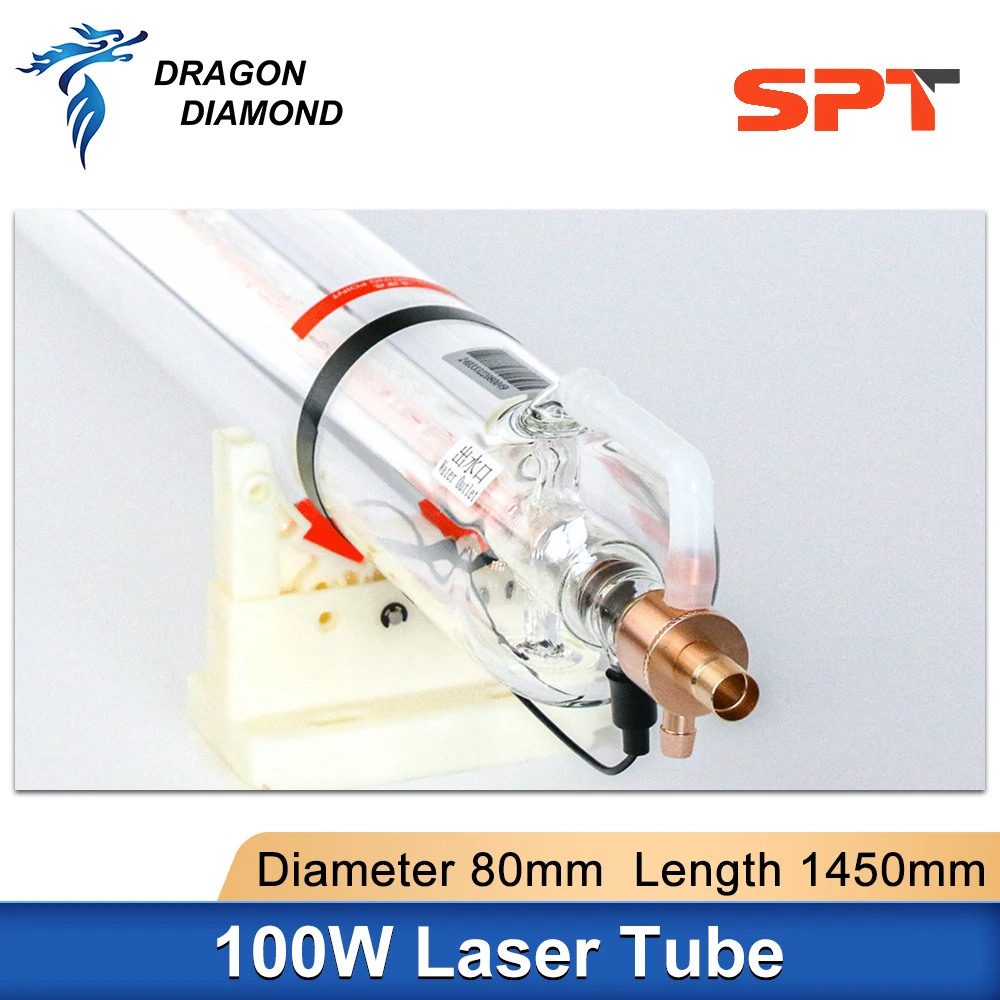 Imagem -02 - Tubo Laser Spt C100 Dia Co2 100130w Fonte de Alimentação Laser para Máquina de Corte Gravador Co2 80 mm Comprimento 1450 mm 100w 130w