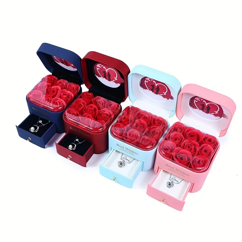 Valentine's Day eternal rose box Drawer style jewelry box, the best Valentine gift for her