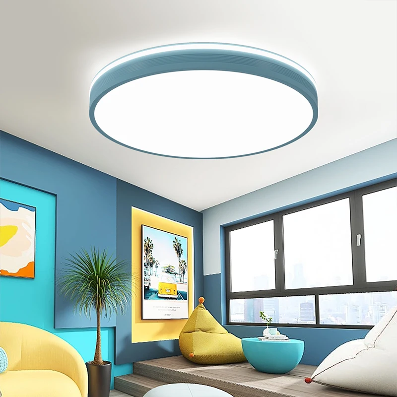 Imagem -03 - Modern Nordic Circular Lâmpada Led Teto Macaron Cor Quarto Sala de Estar Varanda Quarto de Criança Home Light