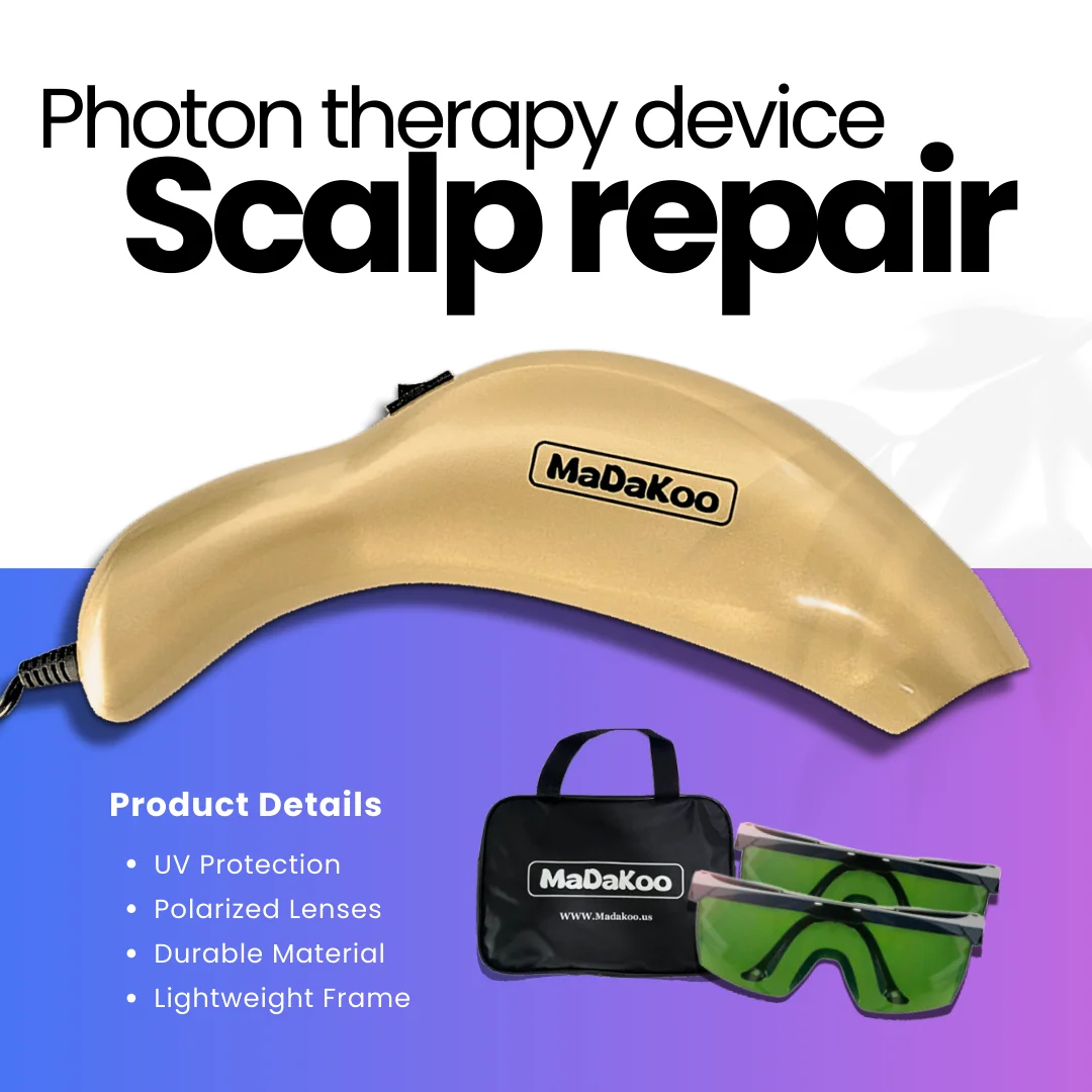 Madakoo Photon Hair Growth Home Device, Anti-perte de cheveux, Santé du cuir chevelu, Régénération du follicule, Thérapie à la lumière rouge