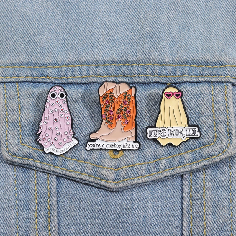 Um broche de cowboy como eu para crianças, crachás de lapela, presente engraçado para amigos, fantasma legal, esmalte, personalizado você é legal