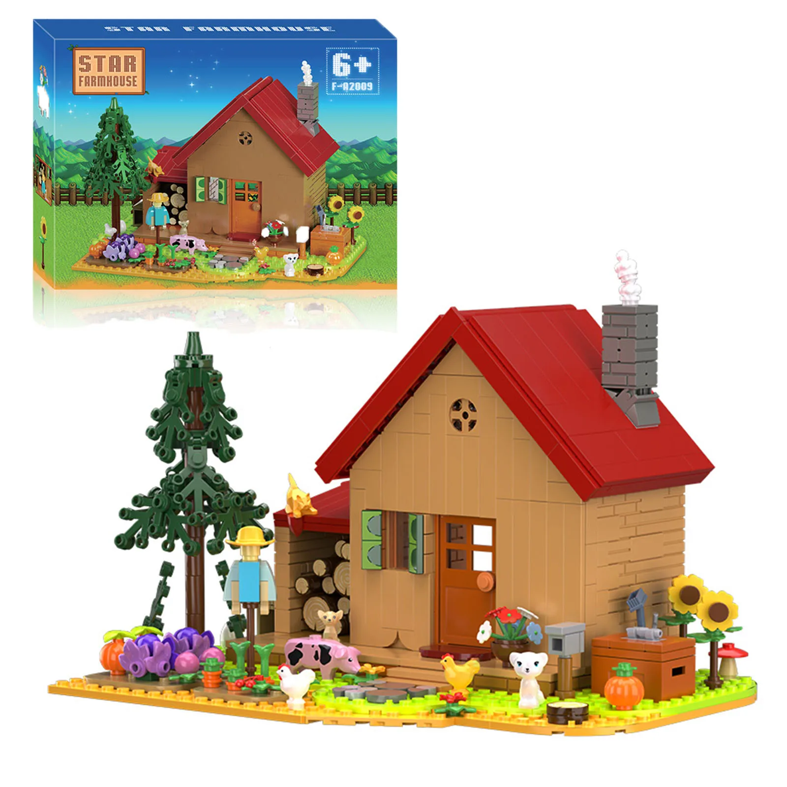 Stardewed Valley Farmhouse Building Blocks Set Game Farm Playset Building Set, DIY Farm House Brick Toy for Adults and Fans