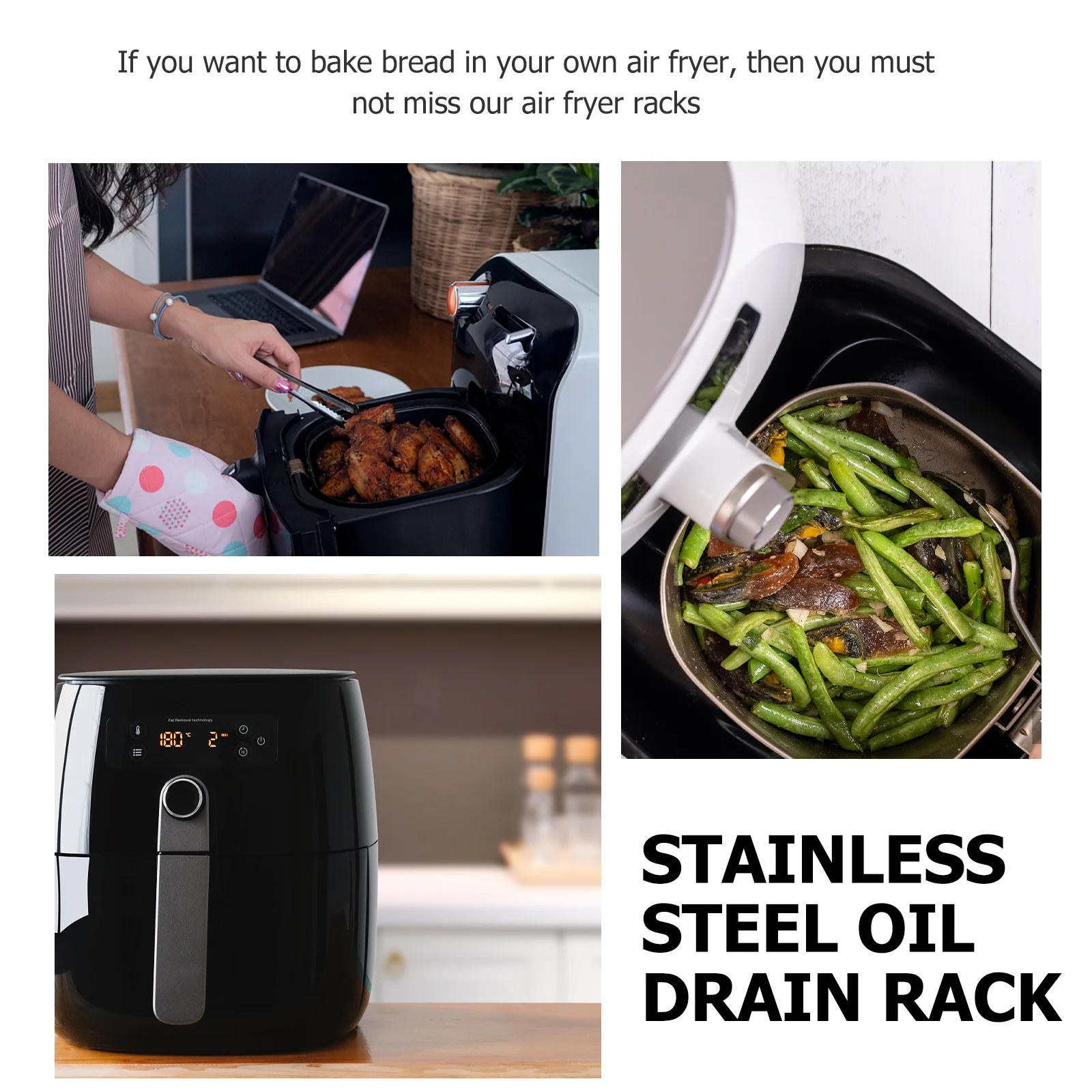 

2Pcs Stainless Steel Rack for Air Fryer High Quality Easy Clean Cooking Accessories Baking Bread Stand Oven Toast Holder Kitchen