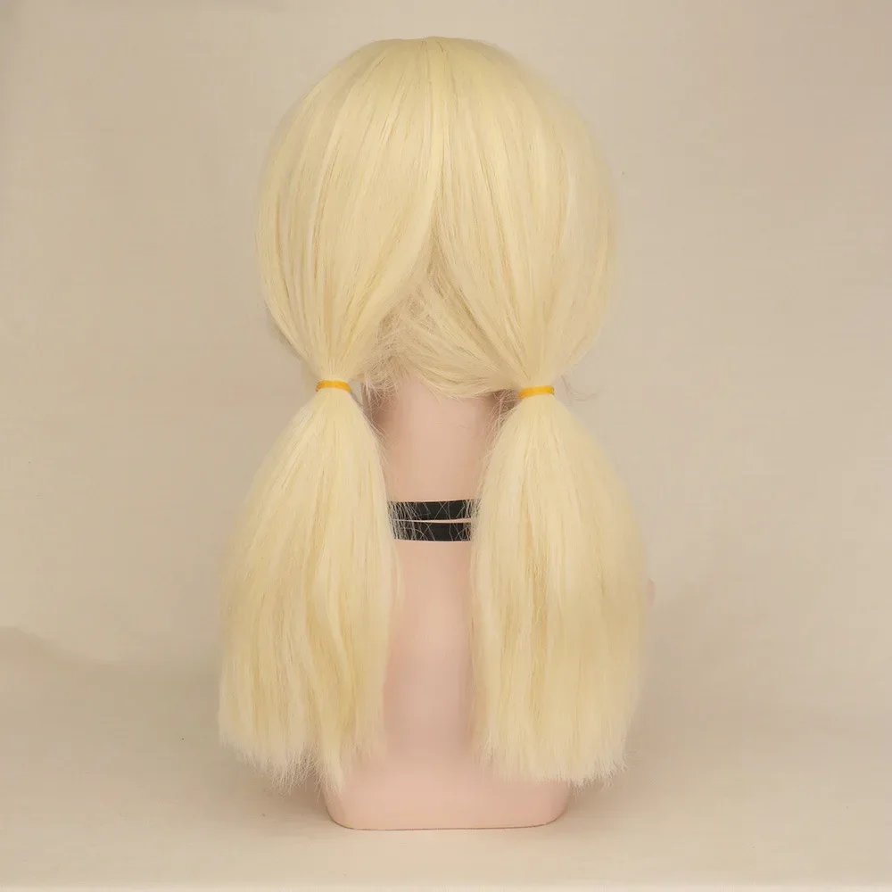 Wig Cosplay Genshin Impact Klee, Wig emas, Wig Cosplay Anime, Wig sintetik tahan panas, Wig Halloween untuk anak perempuan