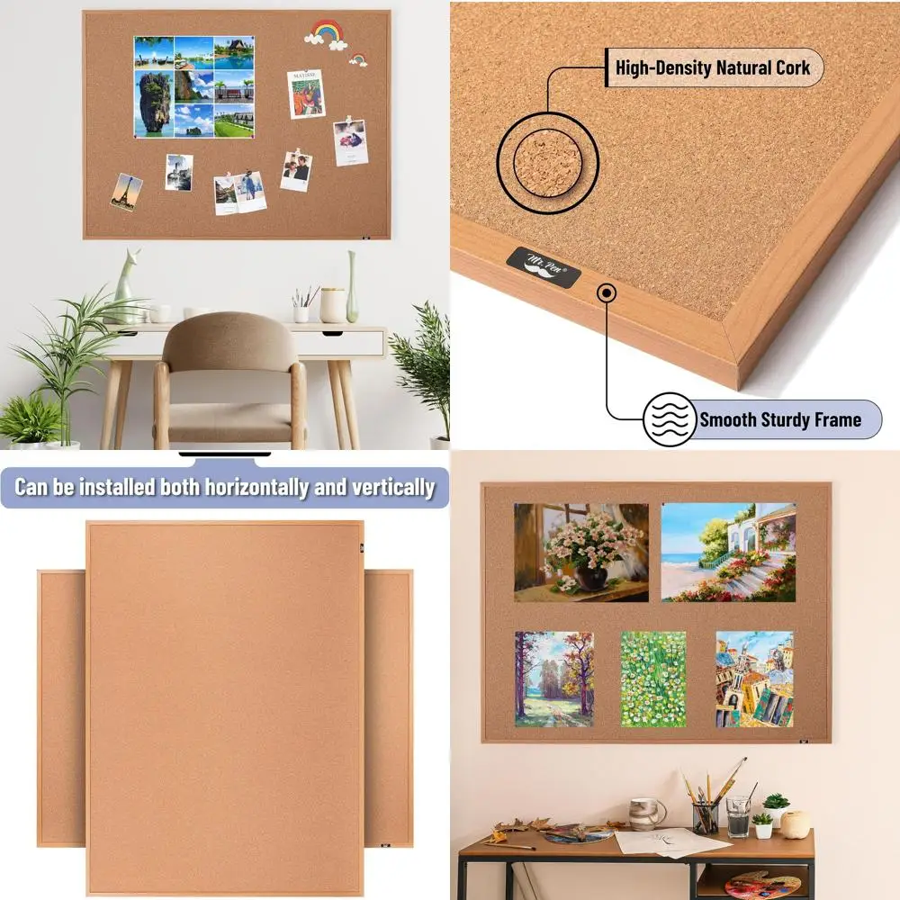 

Доска из пробки для настенного крепления, 48x36 дюймов, декоративная, в рамке, идеально подходит для дома и офиса