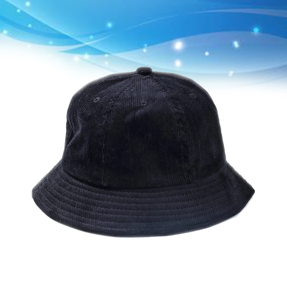 

Corduroy Fisherman Sun Protection Bucket Hat For Fishing Hiking Camping Daily Wear Lightweight Uv Protection Hat Black