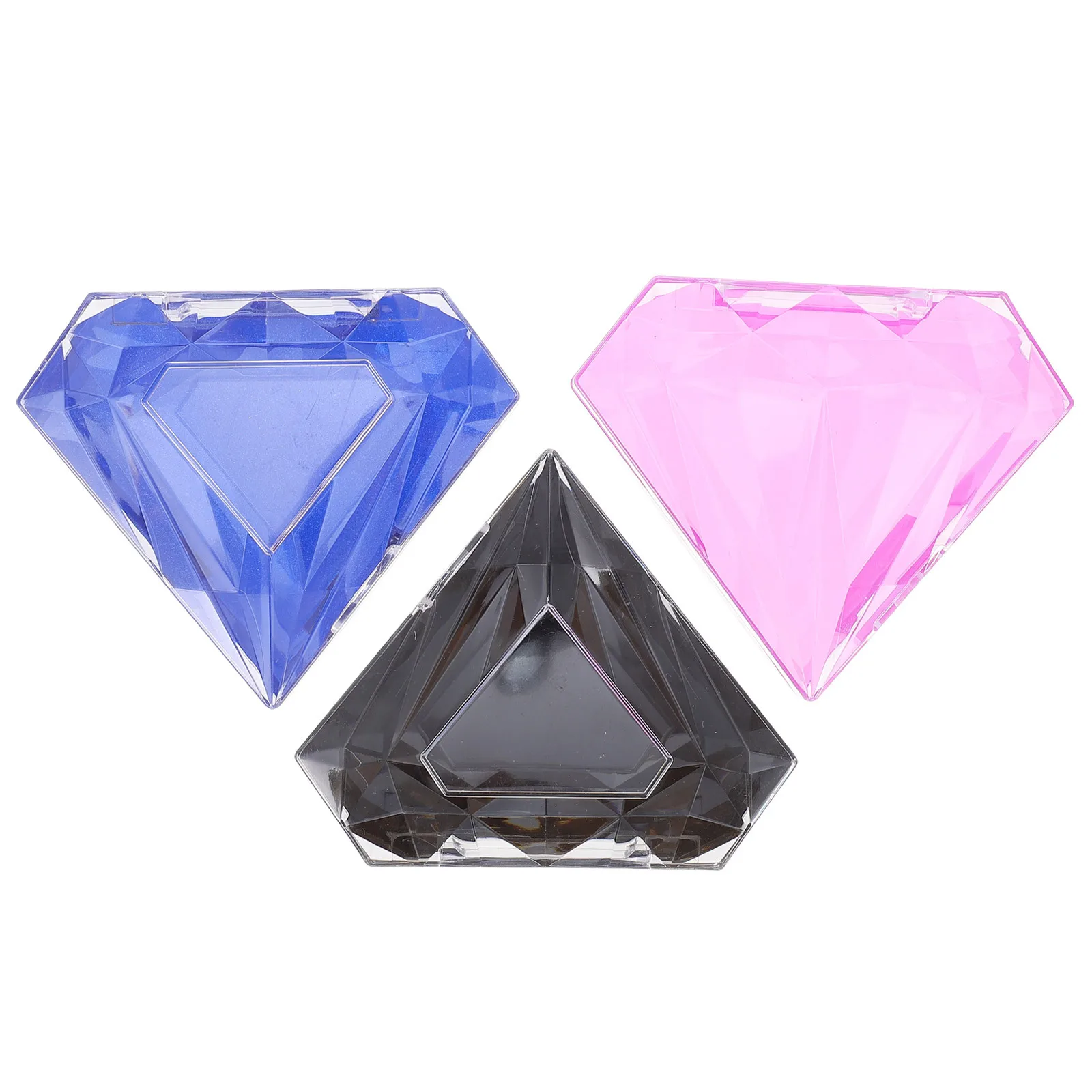 3개 세트 다이아몬드 모양 속눈썹 케이스 컬러풀한 속눈썹 보관함 정교한 디자인 손상 방지 메이크업 정리함 선물용 속눈썹 케이스