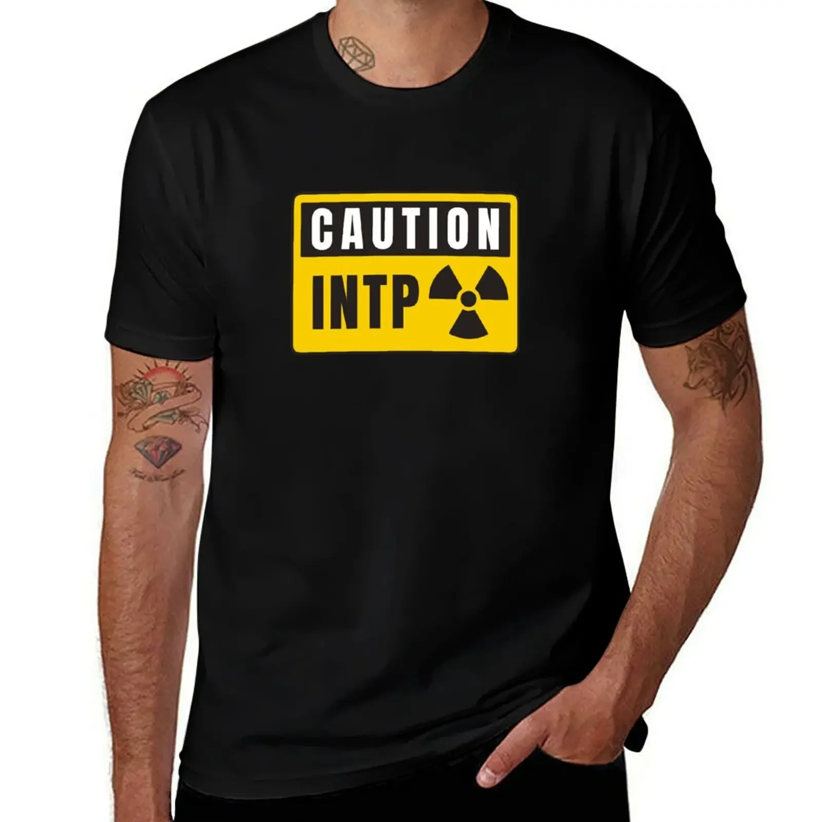

Caution INTP T-Shirt summer top oversized vintage clothes anime shirts men