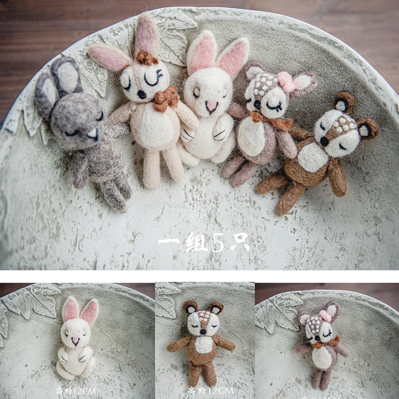 Newborn Photography Props Bunny Doll Knitted Mohair Cartoon Rabbit Doll Toy Fotografia Accessory Studio Shoots Photo Props