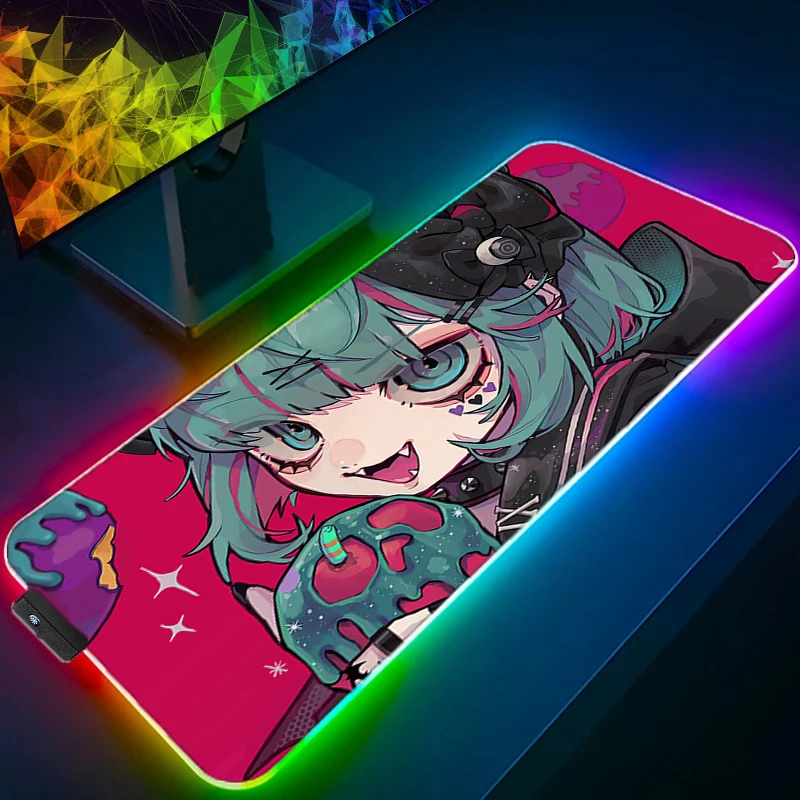 

RGB LED Anime Sexy Girls Mouse Pad Cute Desk Pad Personality-Filled Extended Gaming Keyboard Mats Gamer Anime Mousepad Table Pad