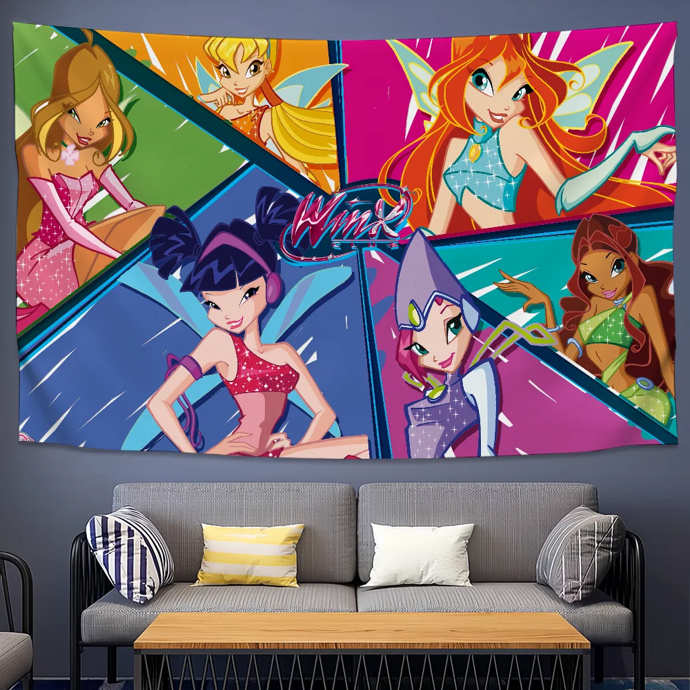 Cartoon W-Winx C-Club Superpower Magic flag For Picnic Party Art Hanging Home Decoration Outdoor Camping Party Banner