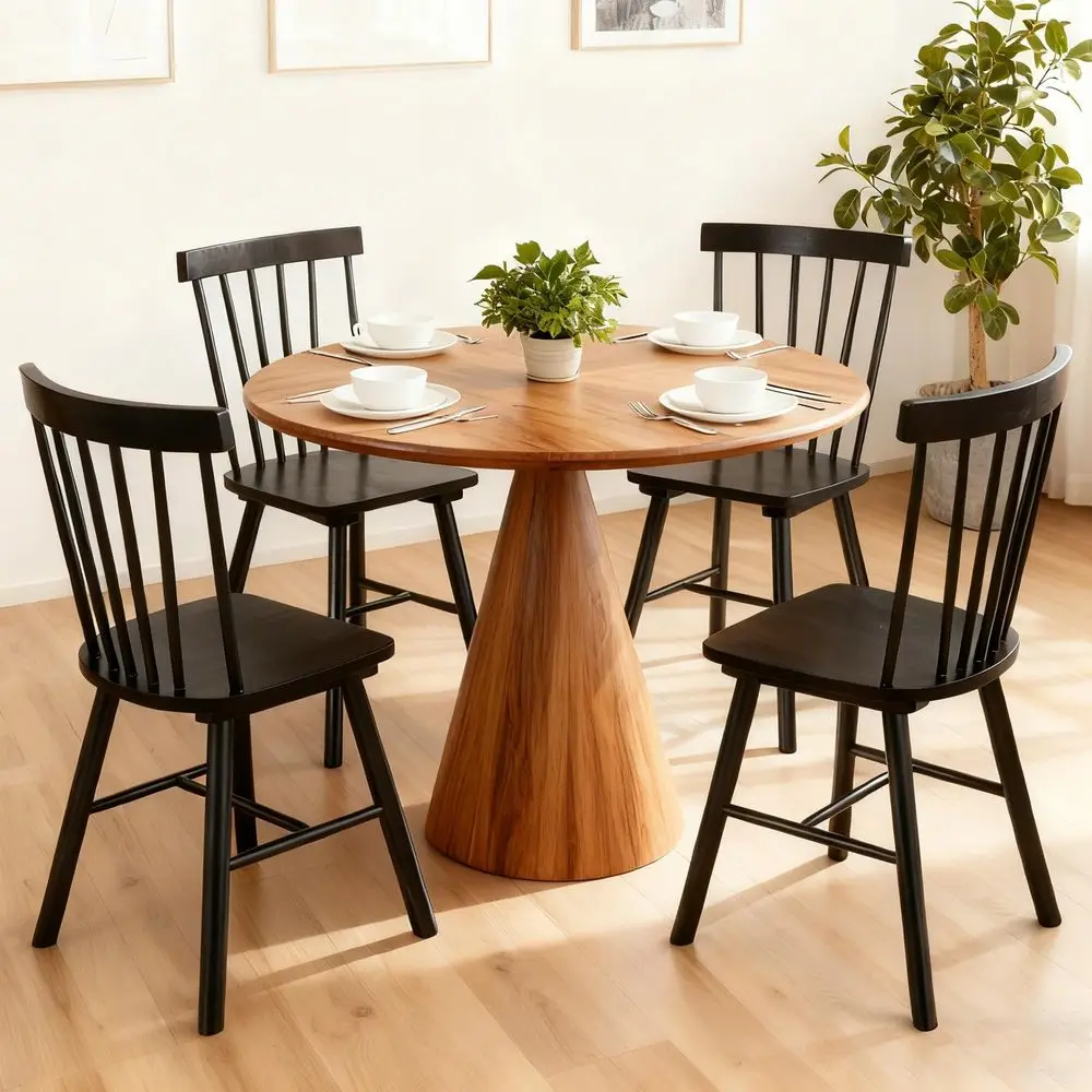 

Windsor Dining Chairs Set of 4,Farmhouse Style Spindle Back Wooden Kitchen Chairs for Home Kitchen, Dining Room,Living Room,Bist