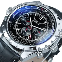 Reloj Automático Jaragar para hombre, militar, multifunción, 3 subesferas, relojes mecánicos deportivos, marca superior, correa de acero de cuero de lujo