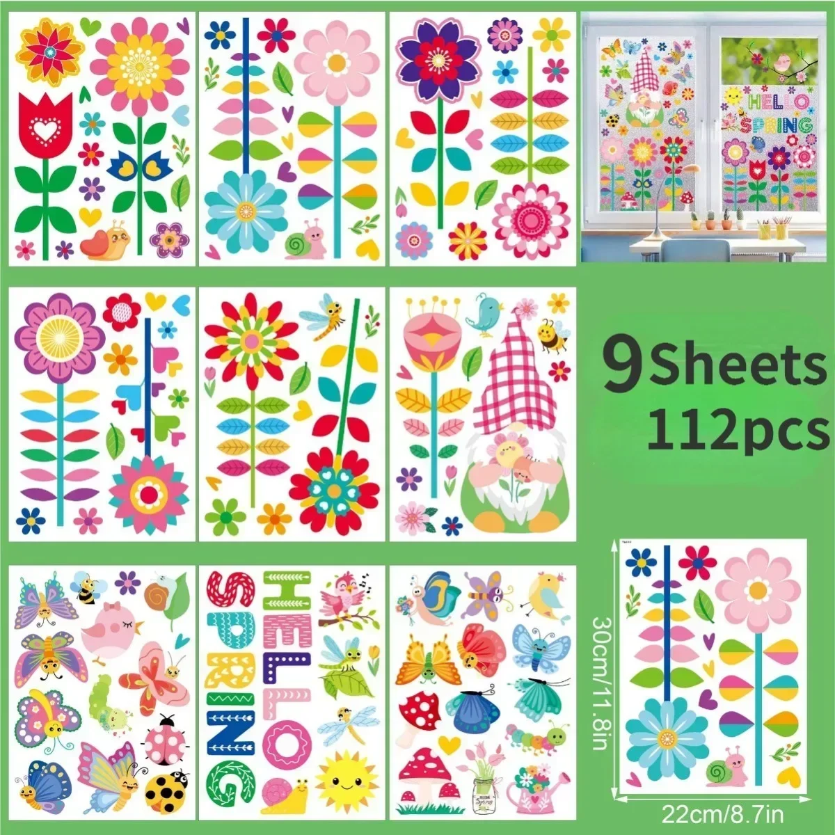 Spring Butterfly Static Cling Window Decals- Double-Sided, No-Residue Easter Party Stickers for Glass Doors & Mirrors Home Decor