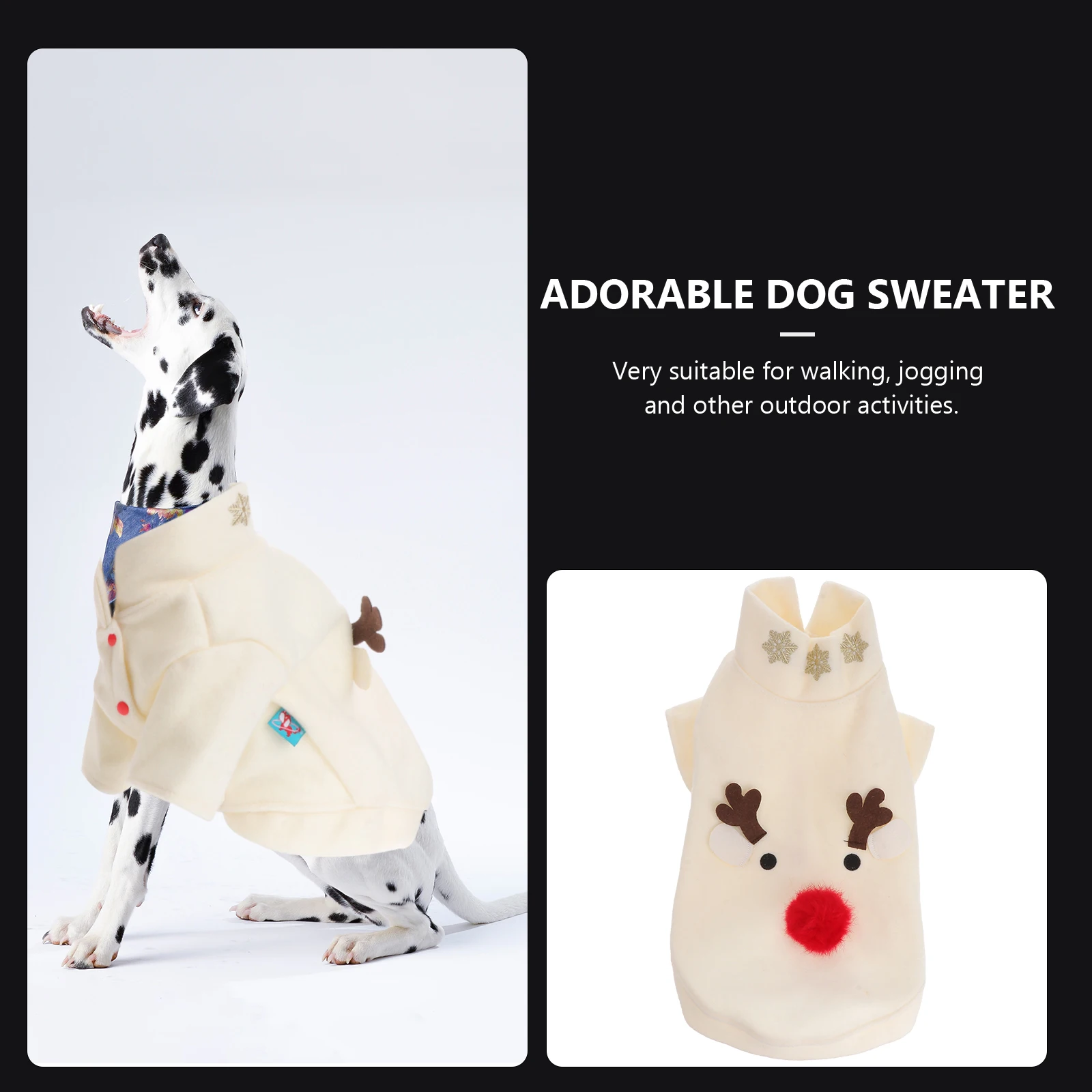 

Puppy Clothes Pet Elk Dog Costume Clothing Small Christmas Sweatshirt Ivory Father