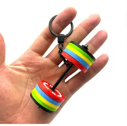detachable 3D barbell keychain for men key ring creative car key chain PVC sports keychain key holder llaveros hombre bag charm