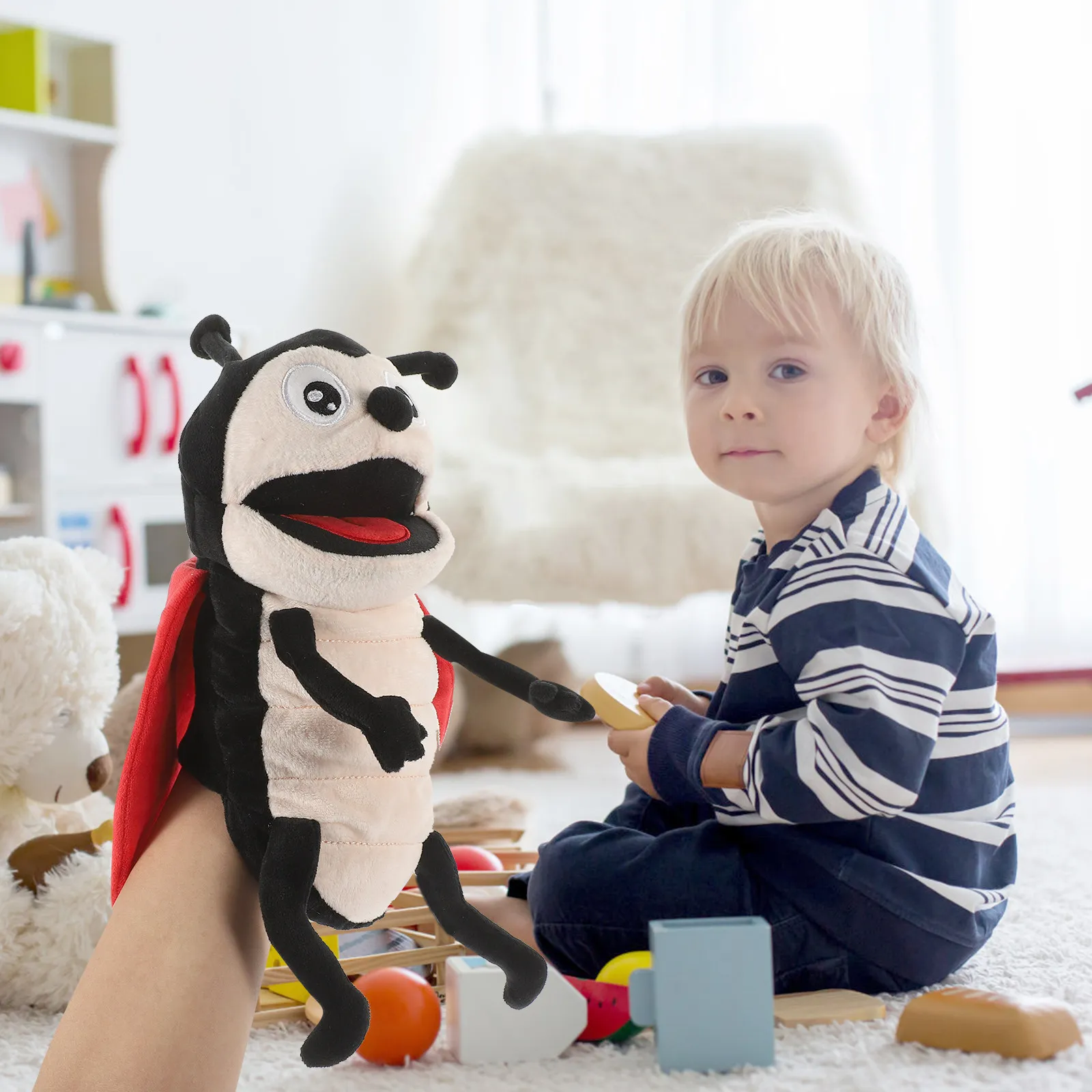 

Cartoon Ladybug Hand Puppet Kids Educational Interactive Storytelling Prop Lightweight Portable Smooth Texture Realistic