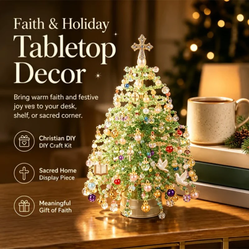 Handmade DIY Beaded Christmas Tree Making Kit Mini Crystal Bead Christmas Tree Desktop Decor Christmas DIY Craft Supplies Creati - view 3