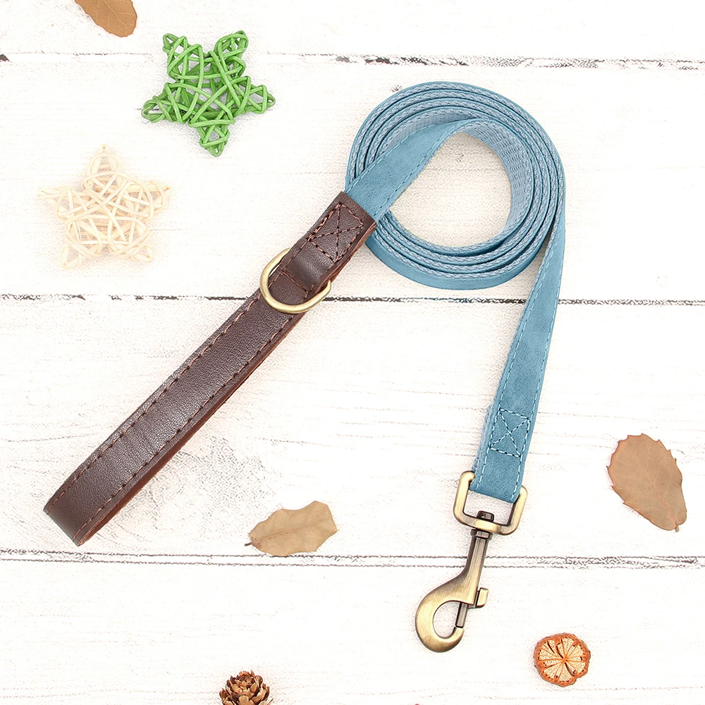 Personalisiertes Hundehalsband mit Leine aus PU-Leder, inklusive Laufleine, kostenlose individuelle Haustier-ID-Halskette für kleine und große Hunde, Mops – Detail 29