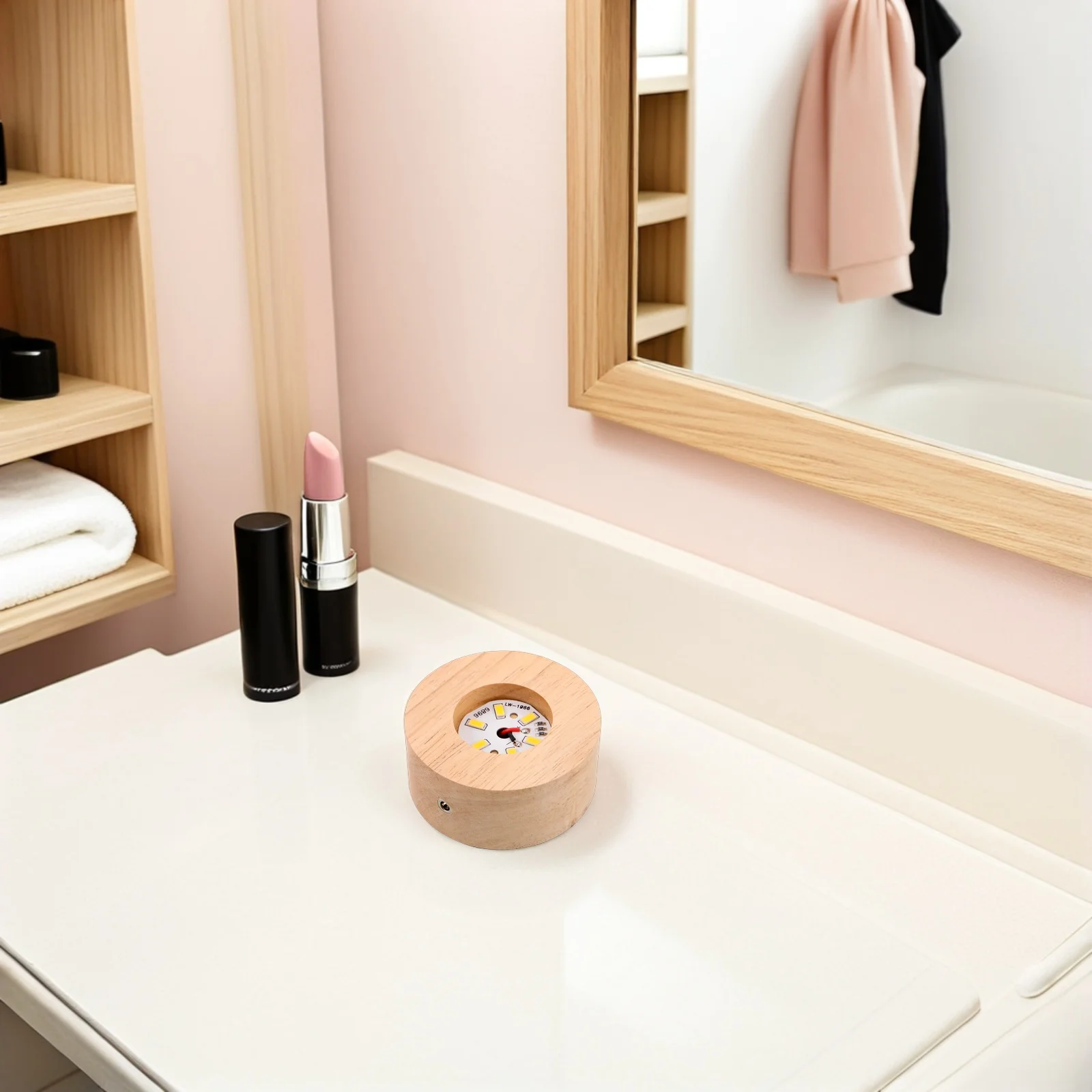 Drewniana podstawa pod lampę LED, okrągła, 8 cm, ładowalna, z litego drewna, stojak na kryształową kulkę, dekoracyjna podświetlana podstawa drewniana.