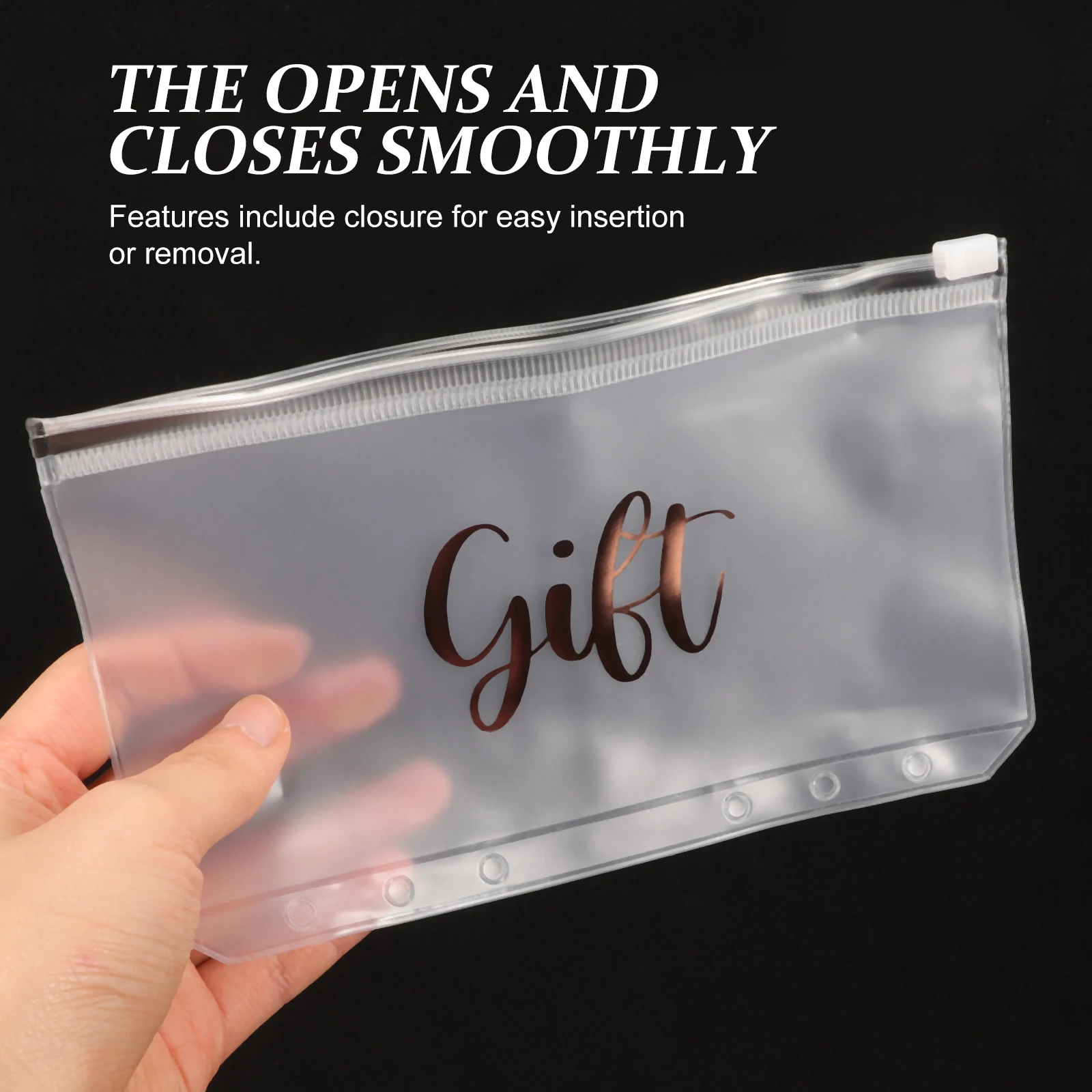 

10pcs Cash Budget Bag Binder Pouch Folder Adhesive Zipper Pocket Clear PVC Paper Organizer Office Supplies for Documents