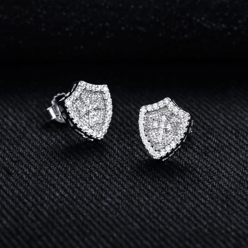 MossanRappr 0.3cttw Moissanite Hip Hop Cross Stud Earrings 925 Sterling Silver D Color Bling Statement Jewelry for Men & Women