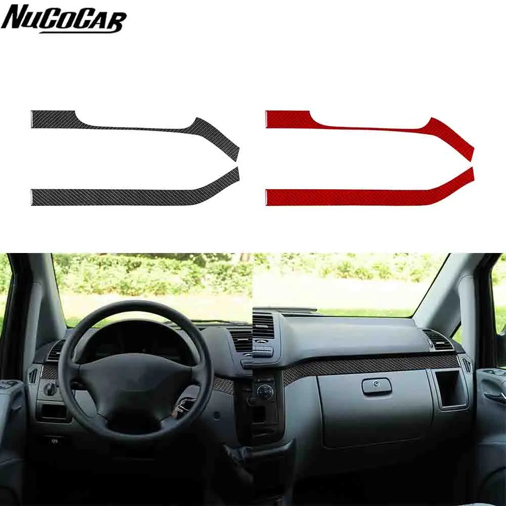 For Mercedes-Benz Vito W639 2006-2014 Carbon Fiber Instrument Panel Trim Strip Car Accessories Interior Decorative Stickers