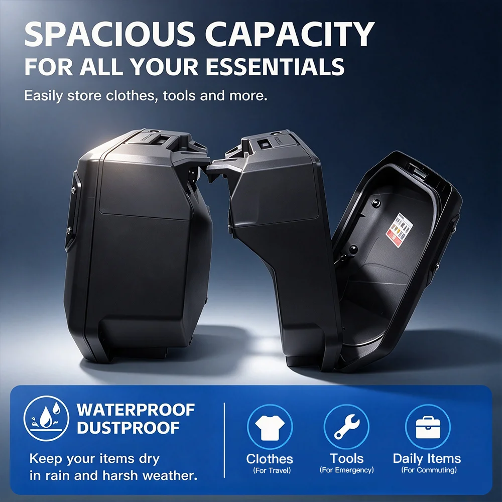 Motorbike Side Luggage Cases, Model Specific, Damage-Free Mount, Fast Detachable, Various Colors Side Box for Honda NSS750