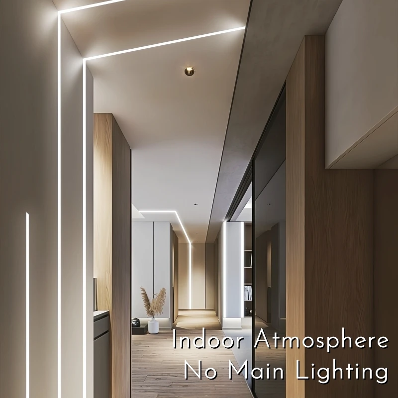 Bordo del soffitto senza bordi Profilo in alluminio a LED da incasso canale incorporato Diffusore nero Parete Pavimento Scala Bagno Bar Strisce luminose