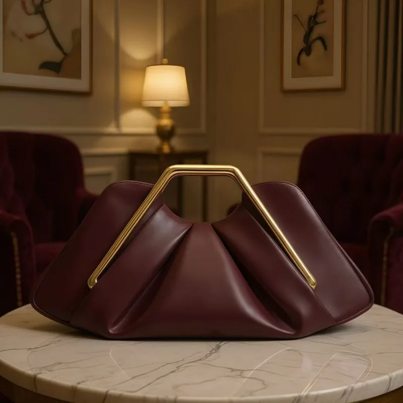 Cross-border New Soft Leather Cloud Bag Niche Pleated Luxury Dinner  Versatile Women Underarm Shoulder Crossbody Daily Handbag