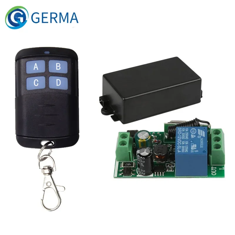 

GERMA 433MHz 4 Button EV1527 Remote Control RF Transmitter with AC 110V 220V 1CH 433Mhz Wireless Relay Receiver Module For Home