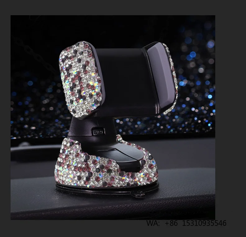 Two-in-One Multifunctional Diamond-encrusted Car Phone Holder Stand ABS Material Creative Suction Cup Navigation Bracket Stable