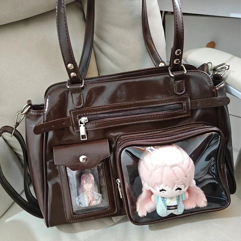 Fashion Japanese-style Ita Bag Transparent Display Tote  Multi-pocket Shoulder Bag Unisex Jk Uniform Style Crossbody Bag