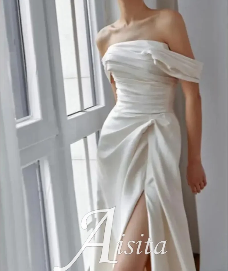 Bridal Gowns Elegant Long Sexy Split Wedding Dresses Soft Satin 2024 New Simple Long Vestidos De Novia