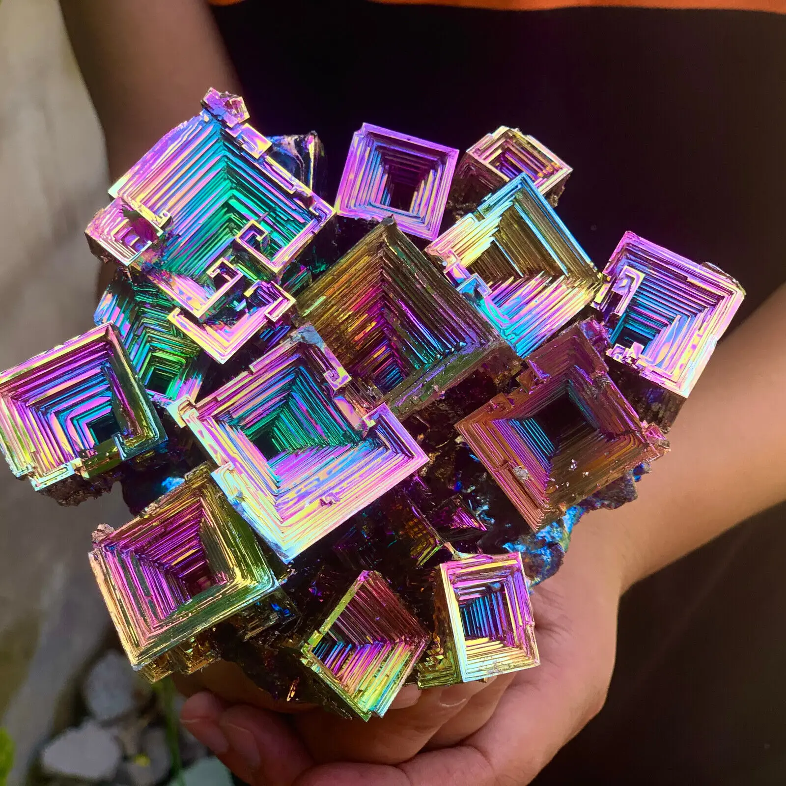 Bismuth Crystals Bismuth Bi Metal Crystal Rainbow Bright Metal Mineral Block Hole Office Degaussing Ornaments