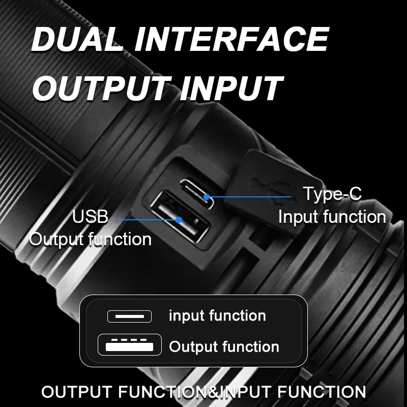 High Power Tactical Rechargeable LED Zoom Flashlight Long Range Very Powerful Lantern USB Charging Lamp Torch with Indicator