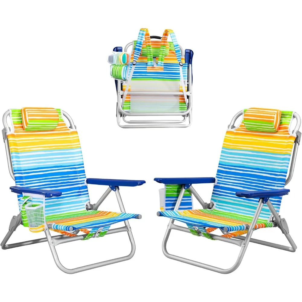 

Backpack Beach Chairs for Adults - Folding Heavy Duty Camping Chair with Storage Pouch, Cup Holder & Towel Rack, Lightweight & A