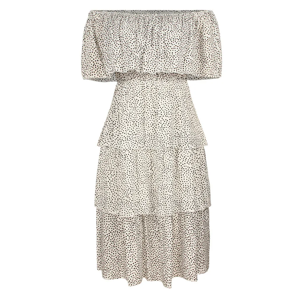 Zagros Vestido de fiesta de playa con volantes bohemio y estampado floral con hombros descubiertos de verano para mujer