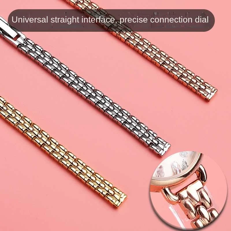 6mm 8mm 10mm 12mm 14mm 16mm Bright Women Small Size strap Universal Stainless Steel fashion Ladies watchband rose gold Bracelet