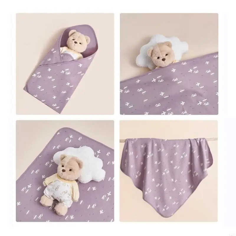 G2TE Kapas Bayi Baru Lahir membungkus selimut bayi bungkus bayi dengan topi & kartu kayu, kamar mandi hadiah napas bayi