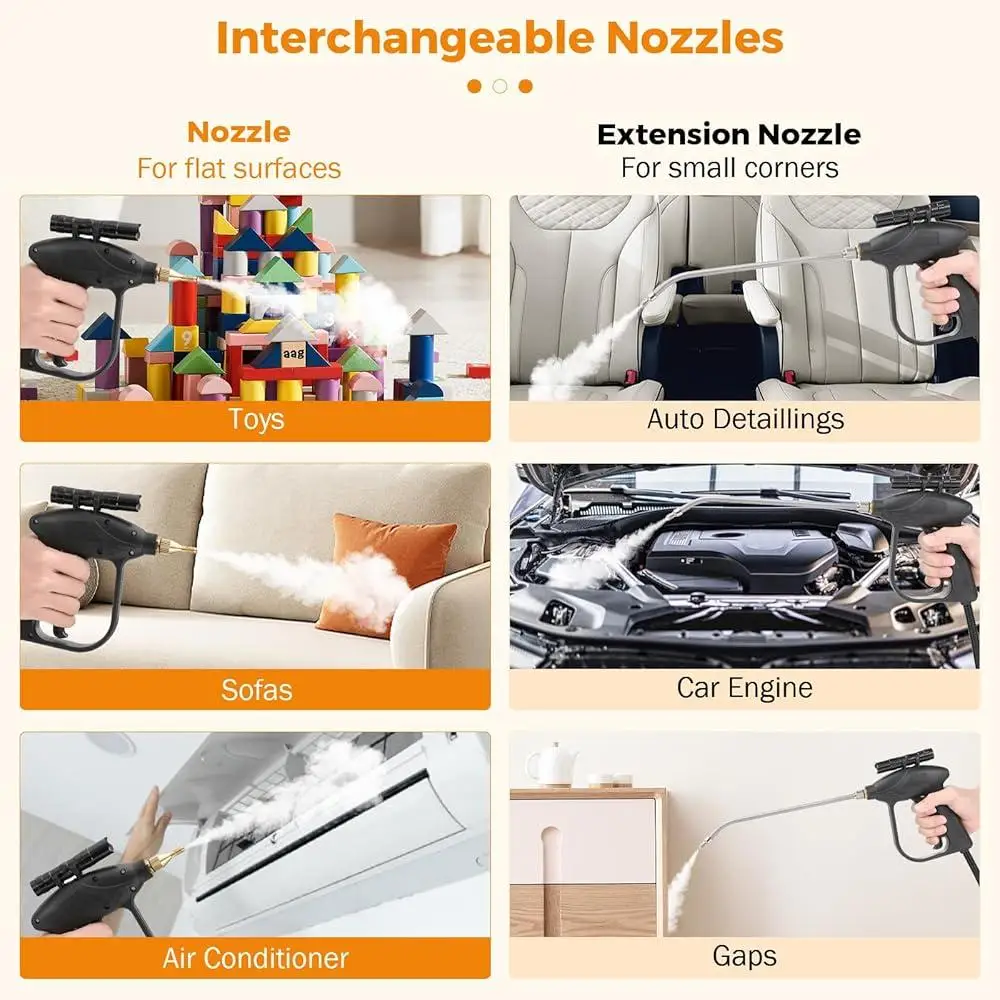 High Pressure Handheld Steam Cleaner Portable Electric Steamer Home Car Cleaning Machine with Extension Tube and Brushes