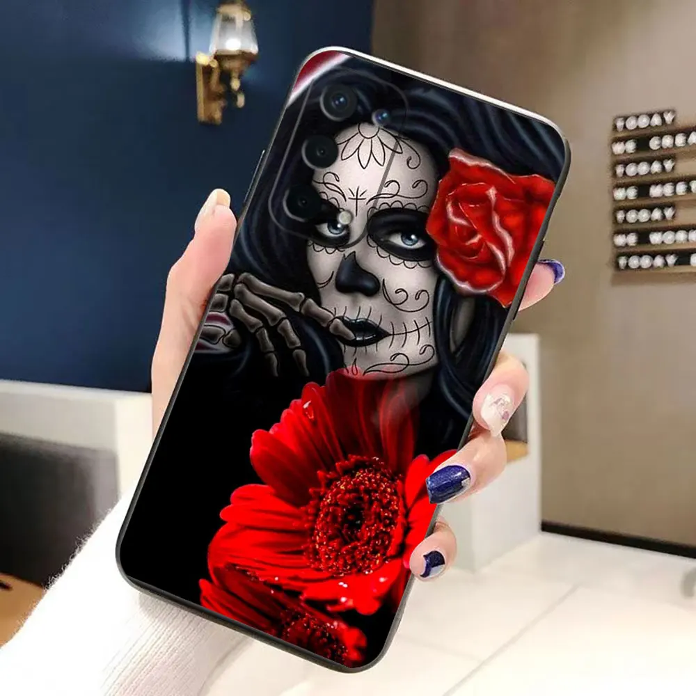 Katrina Rose Girl Skull Phone Case For OPPO A5X A6X A5 A6 A17 A38 A53 A54 A55 A57 A58 A60 A74 A78 A93 A94 A98 A72 Shell Case