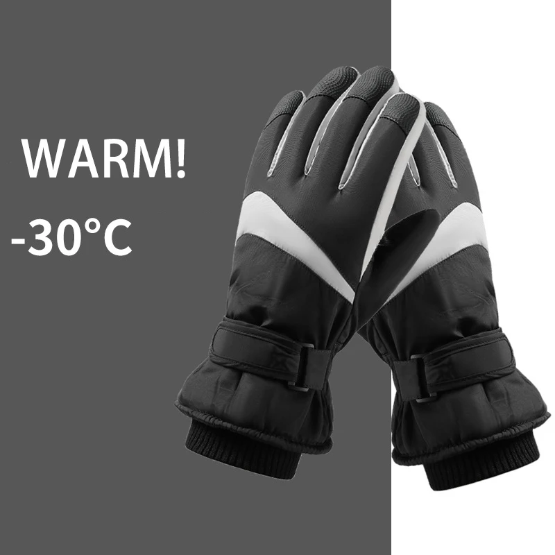 Skiing Gloves Winter Cycling Thick Fleece Warm Gloves Women Men Tick Touch Screen Waterproof Motorcycle Windproof Gloves Fashion